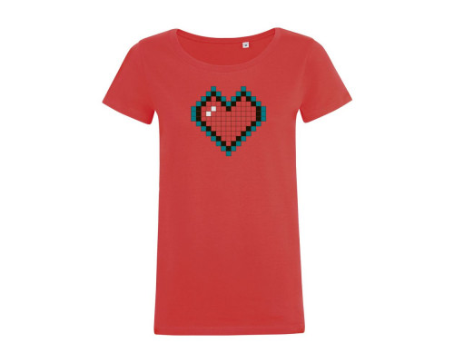 Футболка женская Pixel Heart, красная