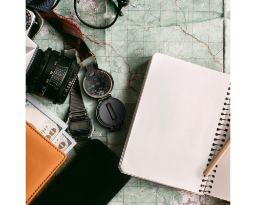 Туристический компас Azimuth, черный с золотой каймой