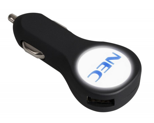 Автомобильное зарядное устройство с подсветкой Logocharger Slim, черное