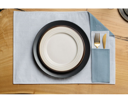Набор Feast Mist: сервировочная салфетка и куверт, серо-голубой