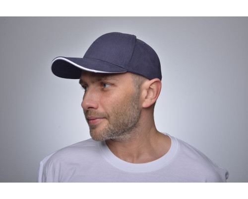 Бейсболка Unit Generic, темно-синяя с белым кантом