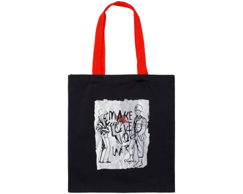 Холщовая сумка Make Love, ver.2, черная с красными ручками