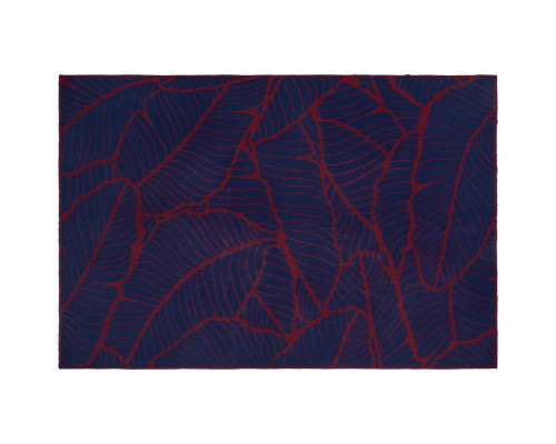 Плед In Leaf, синий с бордовым
