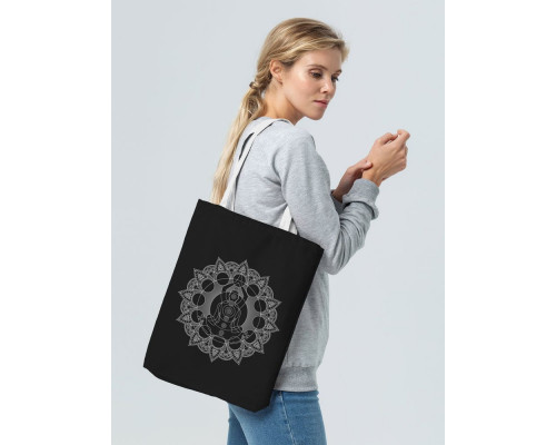 Холщовая сумка Chakraday, черная с белыми ручками