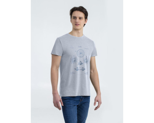 Футболка приталенная Old Patents. Wheel, голубой меланж