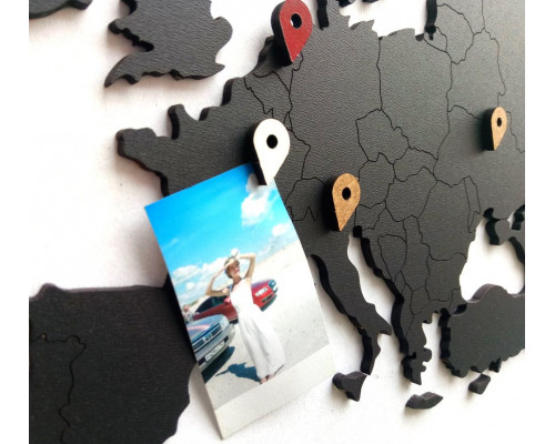 Деревянная карта мира World Map Wall Decoration Large, черная