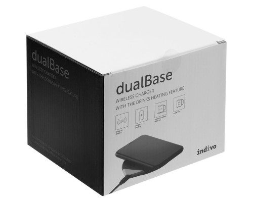 Кружка с подогревом и беспроводной зарядкой dualBase, черная