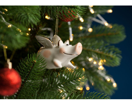 Фарфоровая елочная игрушка Piggy Wingy