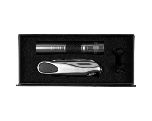 Набор «Зорге»: мультитул и фонарик, серебристый