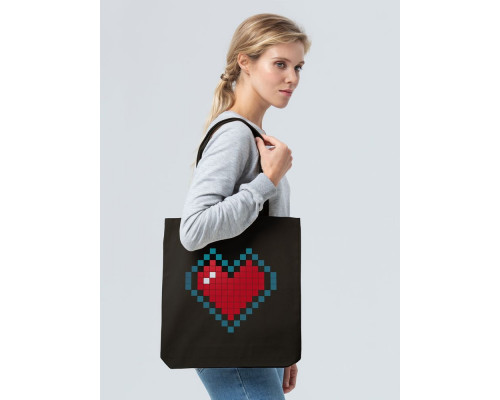 Холщовая сумка Pixel Heart, черная