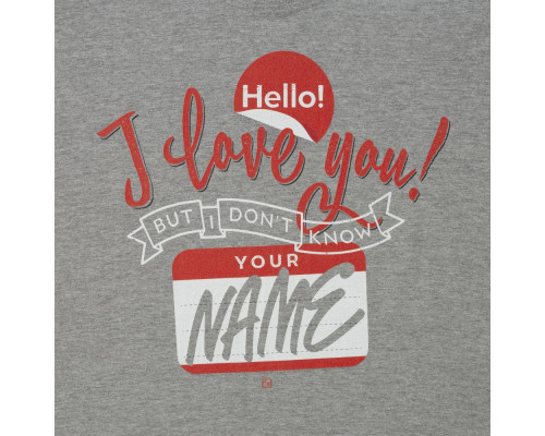 Футболка Hello! I Love You!, серый меланж
