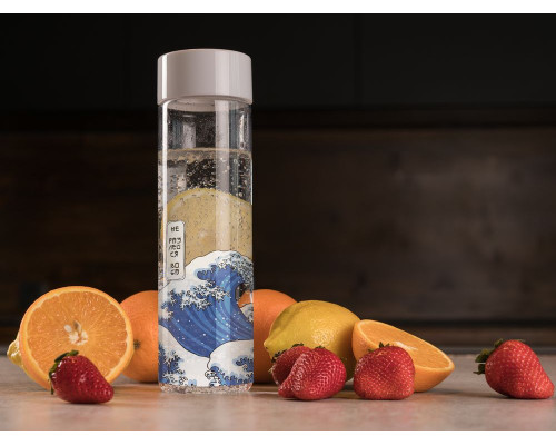 Бутылка для воды «Не разлейся вода», прозрачная с синей крышкой