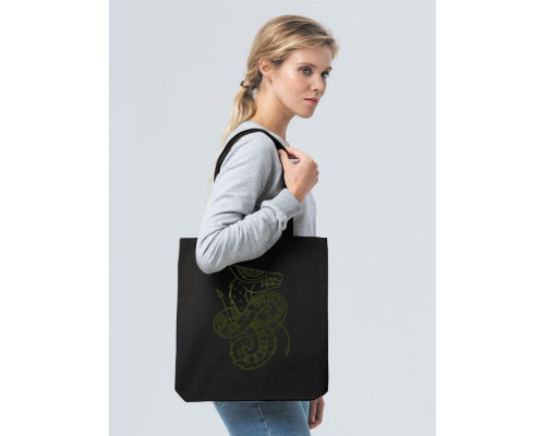 Холщовая сумка «Полинезийский дракон», черная
