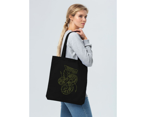 Холщовая сумка «Полинезийский дракон», черная