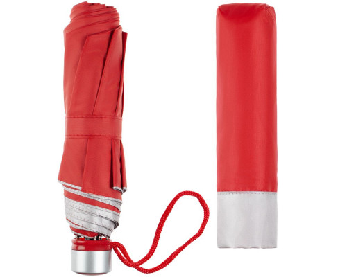 Зонт складной «Вся такая сухая», красный с серебристым