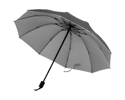 Зонт складной Silvermist, черный с серебристым