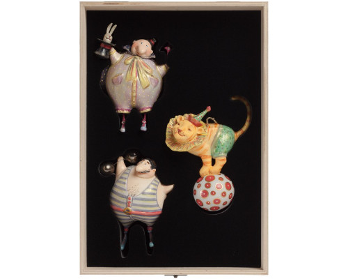 Набор из 3 елочных игрушек Circus Collection: фокусник, силач и лев